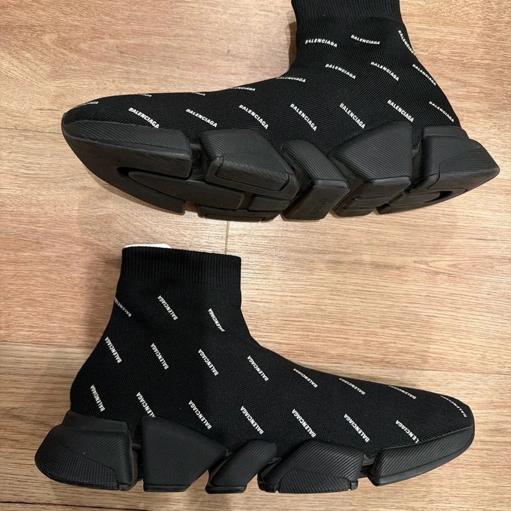 Balenciaga Men's Black Speed Sock Sneakers - Picture 2 of 8